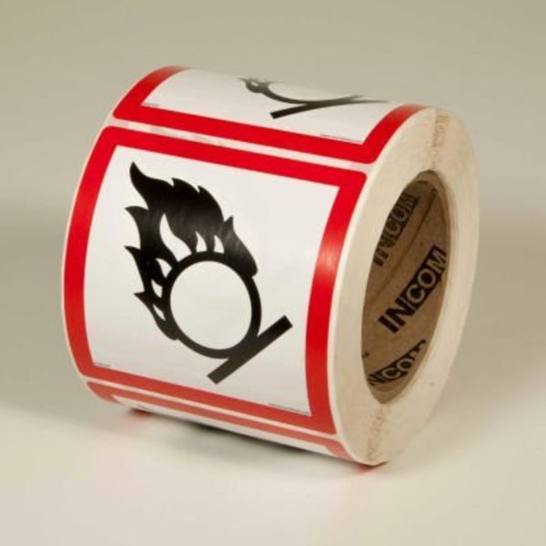 Top Tape And Label INCOM® GHS1257 GHS "Flame Circle" Pictogram Label, 4" x 4", 500/Roll GHS¬†1257.00